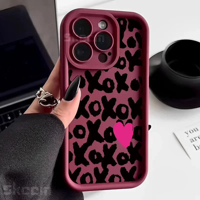 Newseego Custodia Compatibile per iPhone 15, Cute Labbra Baci Estetica Modello Leopardo per Ragazze Donne Cover Morbida e Sottile TPU Antiurto Anti-Caduta per iPhone 15