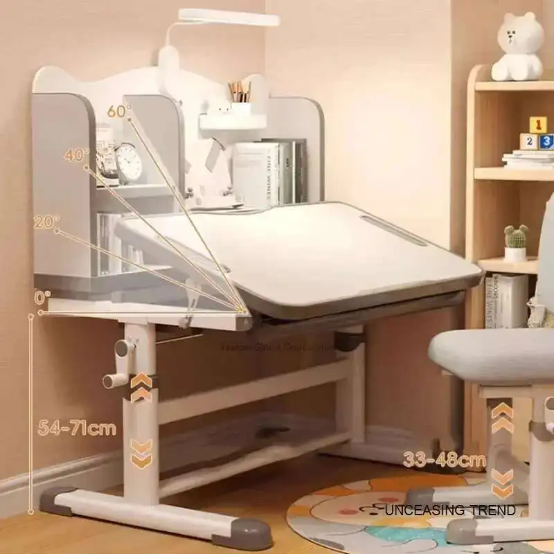 Study School Kids Table Chair Set Writing Bookcase Modern Height Adjustable Chair Child Set Computer Scrivania Kids Furniture