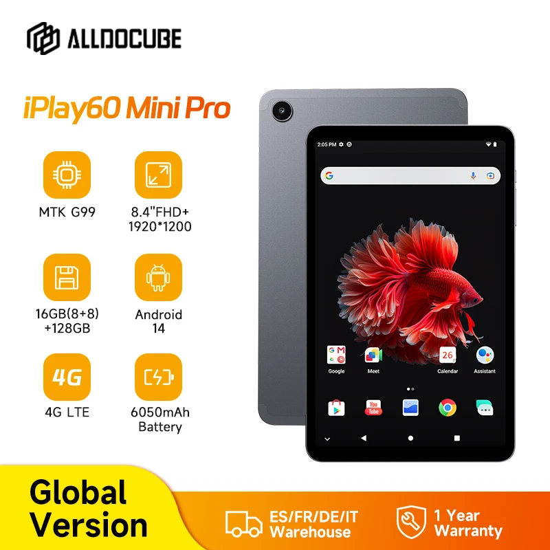 ALLDOCUBE iPlay60 Mini Pro Tablet 8.4" Display Helio G99 16GB(8GB+8GB Virtual)RAM 128/256GB ROM 4G LTE 6050mAh Android 14 - AliExpress