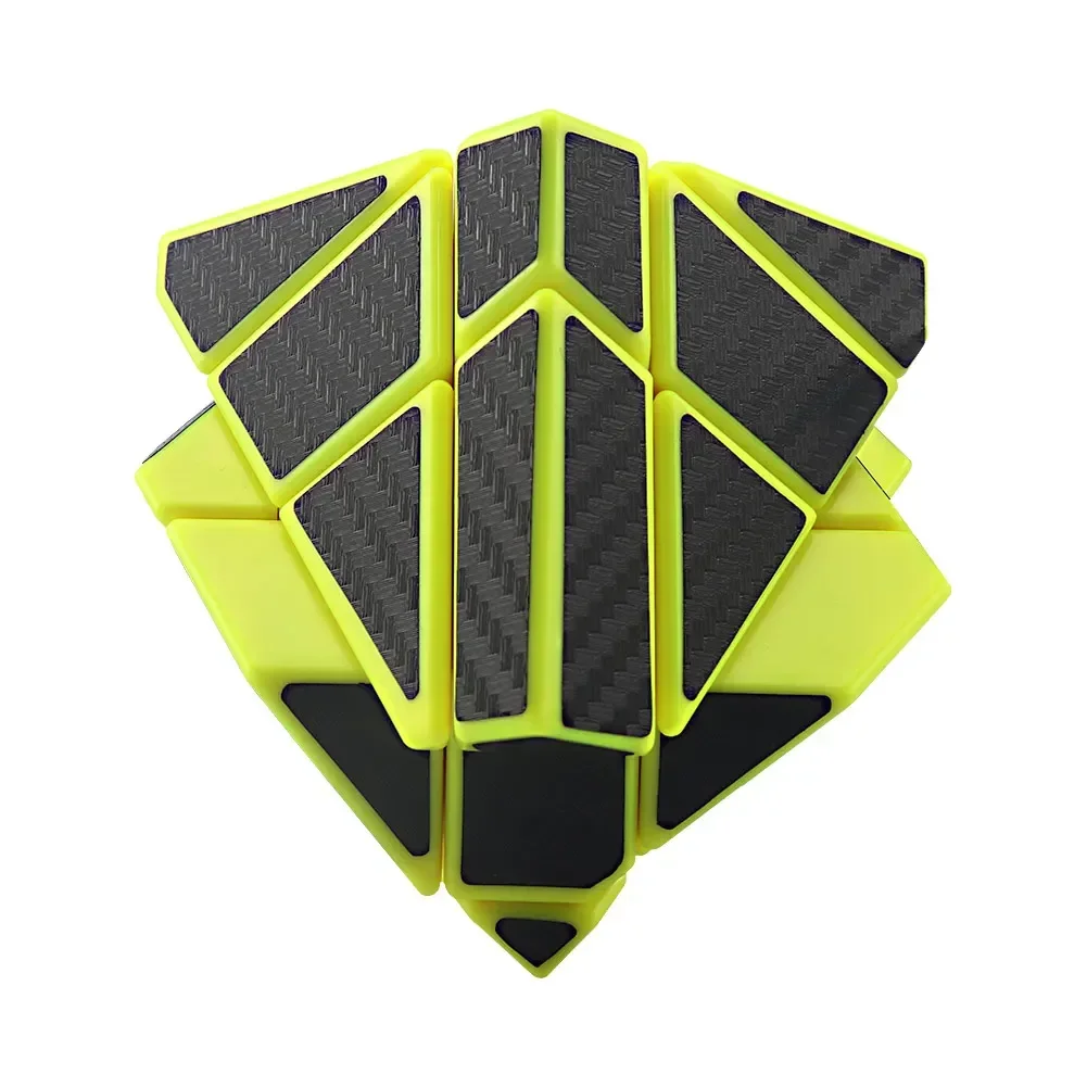 FangCun 6cm 3x3 Guimo Cube Yellow Base with Black Carbon Fiber Sticker SpeedCube Educational Toys Gh-ost-Cube