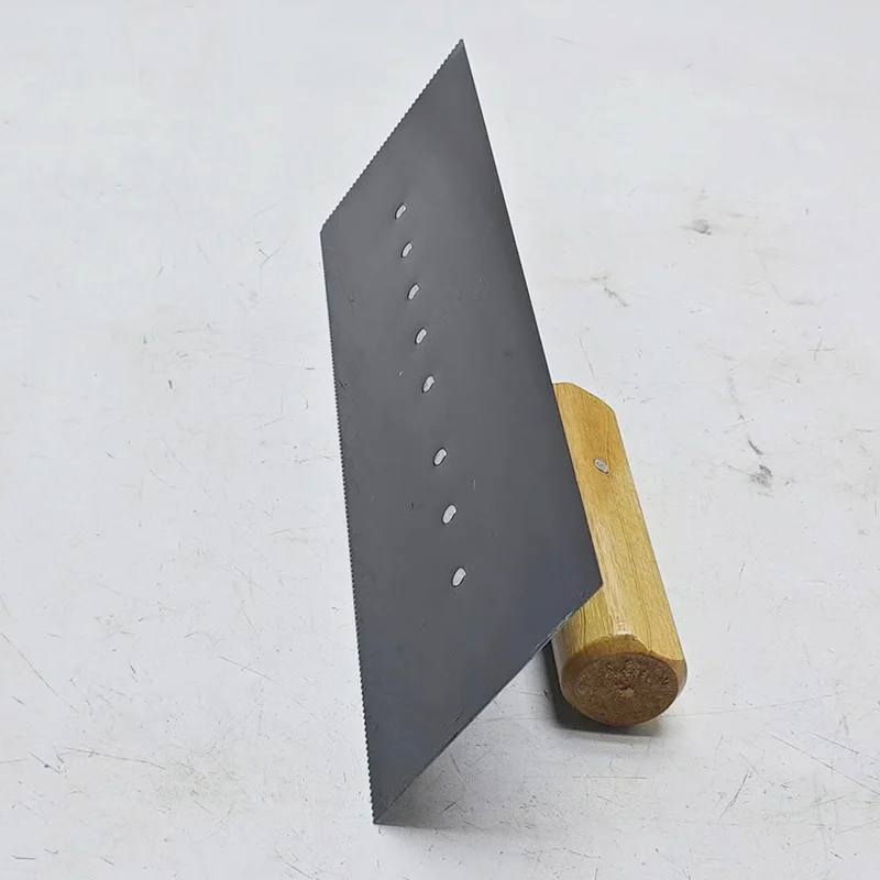 1mm Serrated Spatula Epoxy Floor Paint Trowel Self-leveling Knife Blue Steel Blade Wood Handle Good Elasticity For Construction