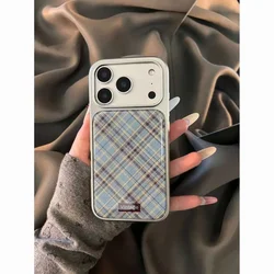 Retro Blue Brown Checkered Fashion Phone Case - Japanese and Korean Ins Style Y2K Cover - iPhone 15 Plus (Only Phone CaseA)