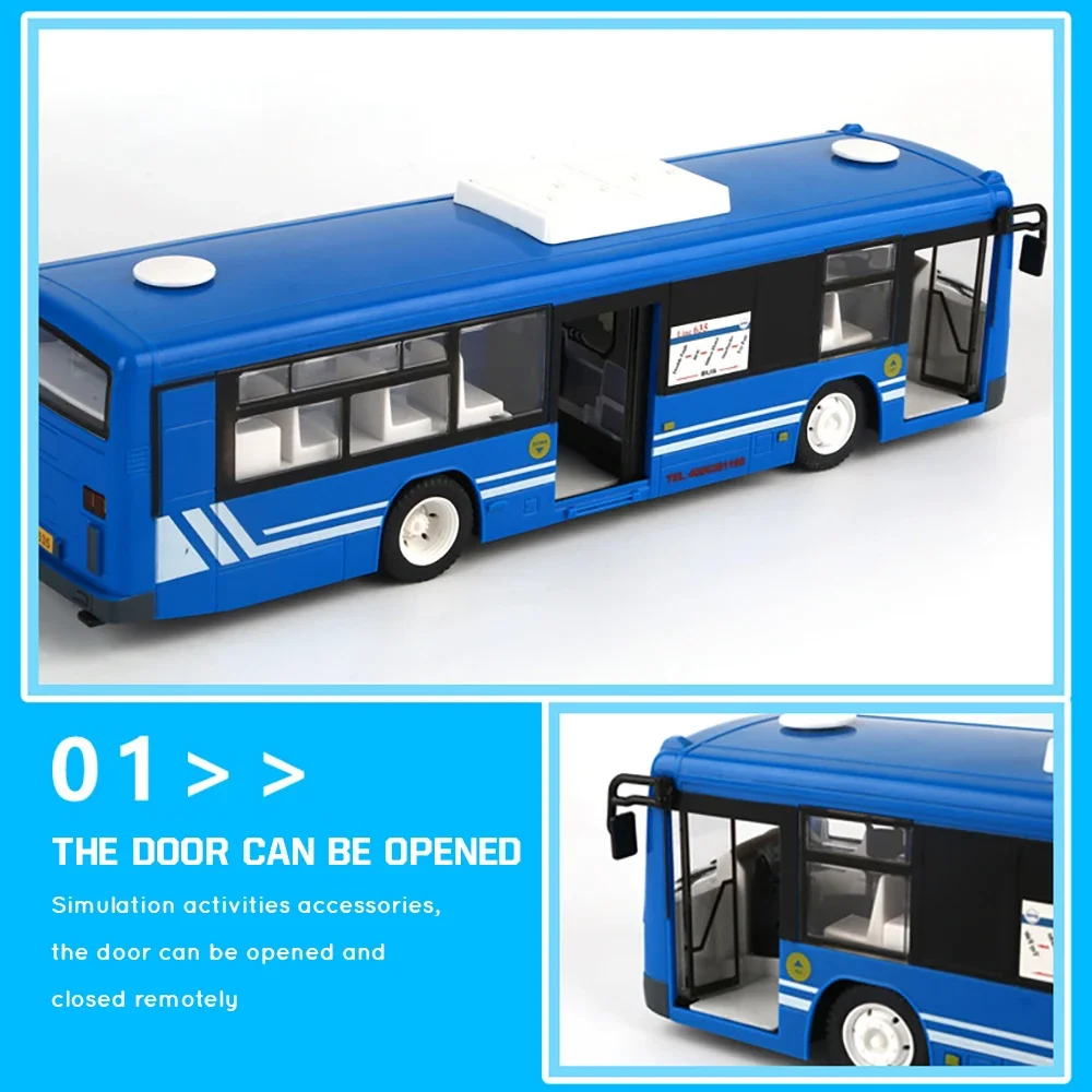 2.4G 6CH Remote Control Bus with Open Door LED Light Realistic Sound Simulation RC City Car Electronic RC Vehicle Boys Gift Toy 2