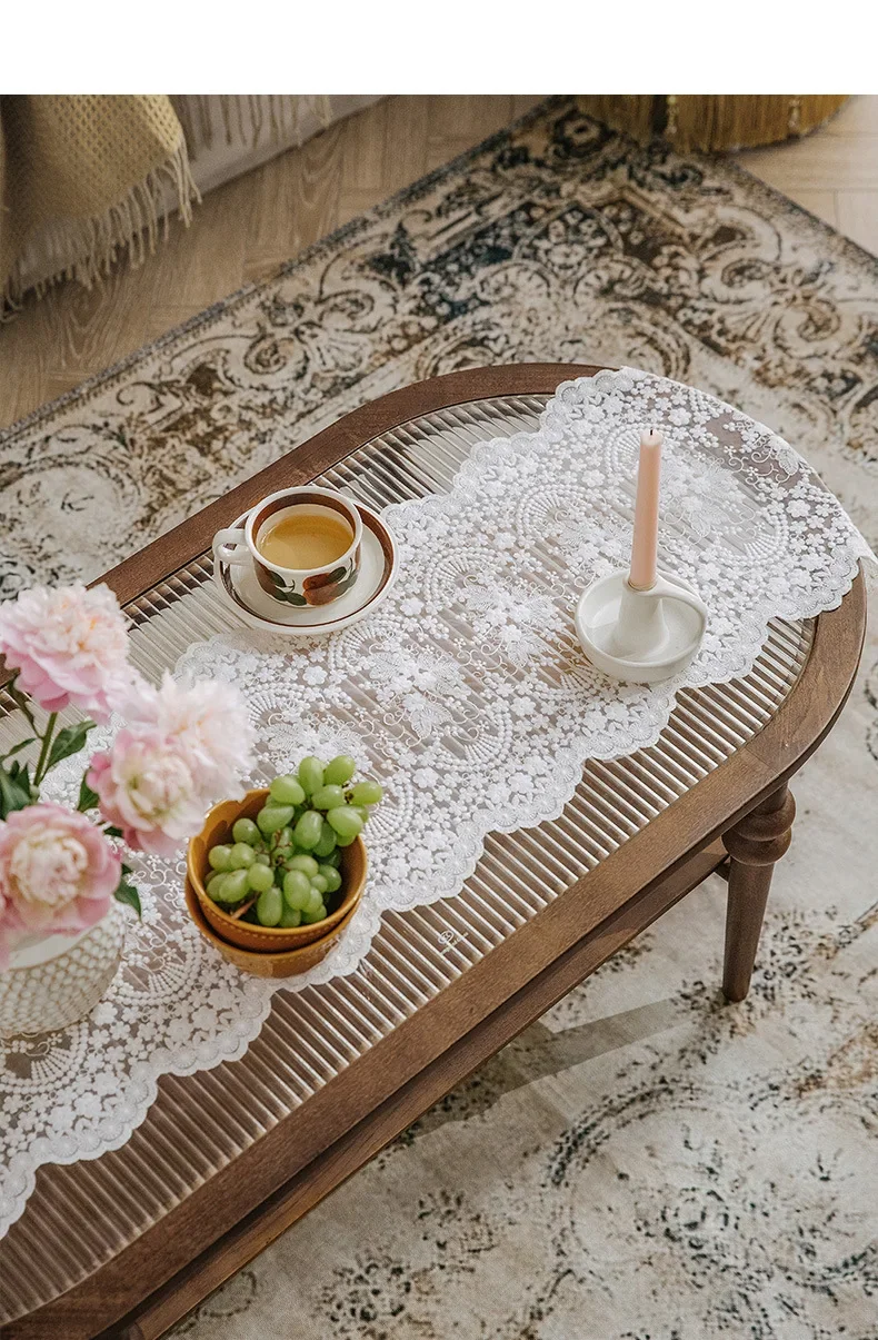 Vintage Lace Table Runner  French Romantic White Table Runners Home Restaurant Festival Dining Table Wedding Party Decoration 4