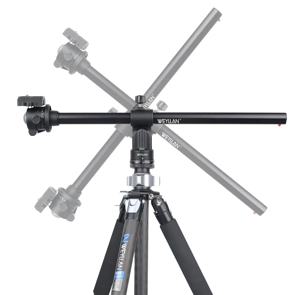 WEYLLAN EH5 Horizontal Center Column Tripod Boom Cross Extension Arm Camera Mount Rotatable MultiAngle Rod for Overhead Shooting