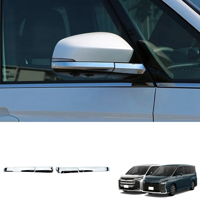 4Pcs ABS Chrome Side Rearview Mirror Strip Cover Trims Sticker For Toyota Noah Voxy 90 Series