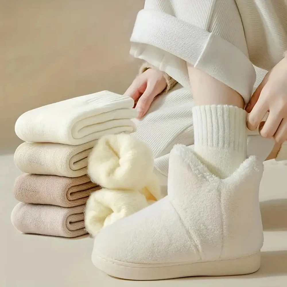 

3 пары, женские осенне-зимние шерстяные носки, теплые модные и универсальные цветные толстые плюшевые мягкие и удобные носки макрона