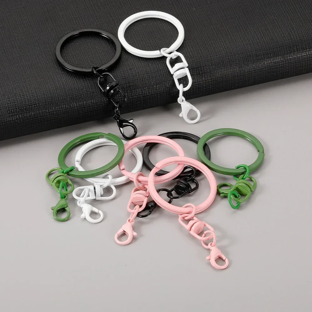 100pcs Metal Colorful Keyring Keychain Split Rings Key Ring Lobster Clasp Key Pendant Chains Keychains Climbing Buckle Carabiner