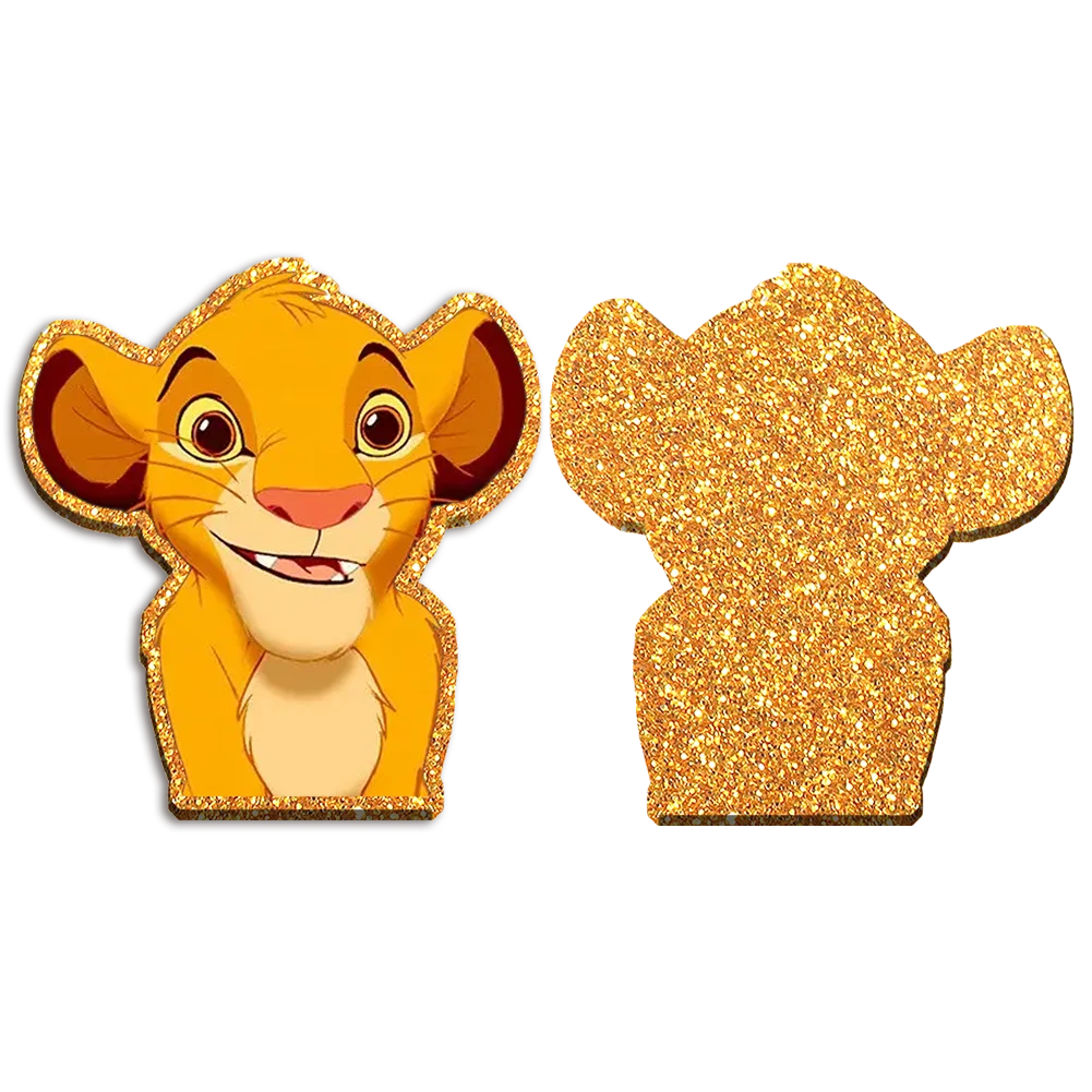 디즈니 라이온 킹 Simba 골드 Chunky 반짝이 수지 평면 아크릴 플랫 백 여자 DIY 전화 케이스 머리 활 공예 액세서리