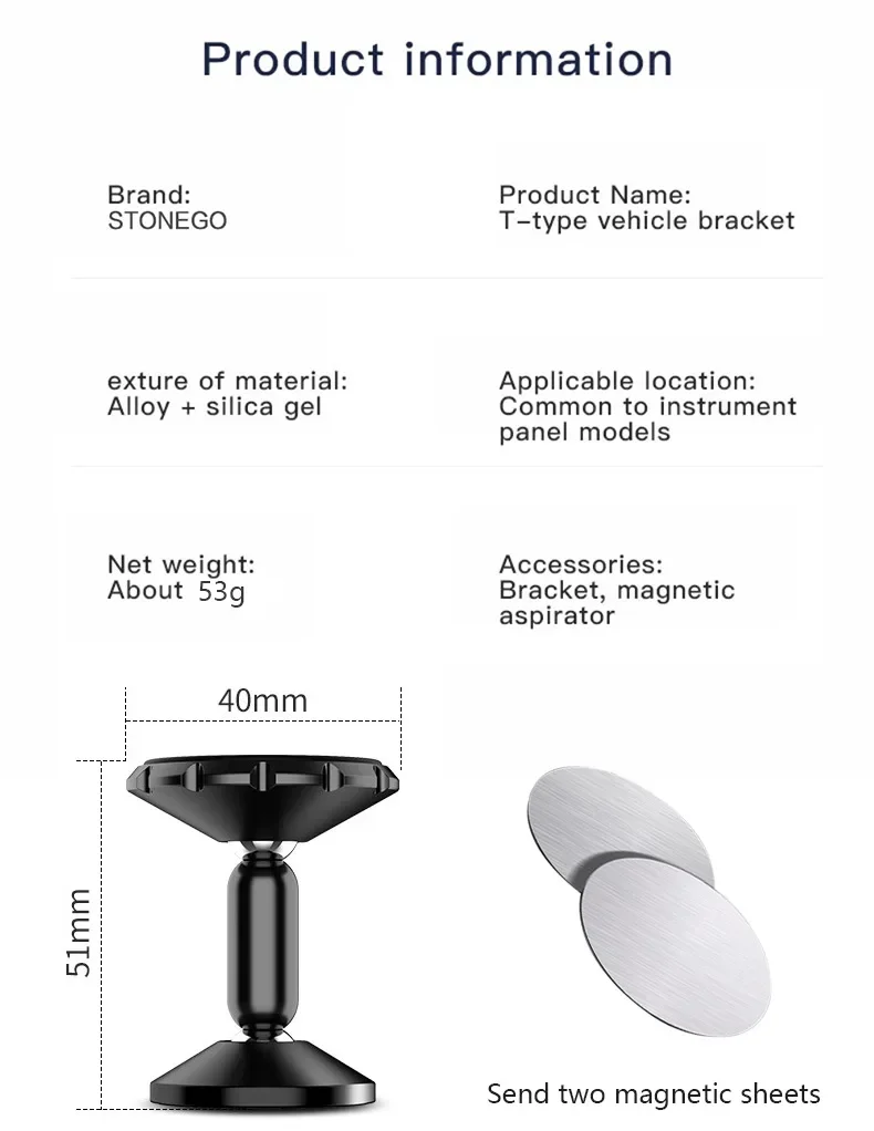 360 Grad drehbarer magnetischer Telefonhalter aus Zinklegierung, Autohalterung, universeller Handyhalter für alle Handys – Detail 5