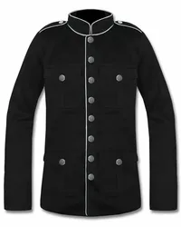 Men’s Gothic Officer Jacket | Black Coat with Red Accents - XXXL (WHITE)