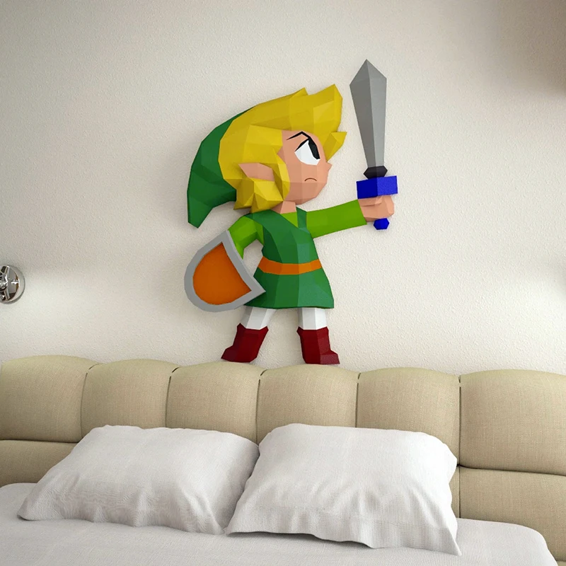 Zelda Legend Game Figure Skyward Link Paper Model Kids Room Home Decor Wall Decoration Papercraft 3D DIY Puzzles Handmade Toys