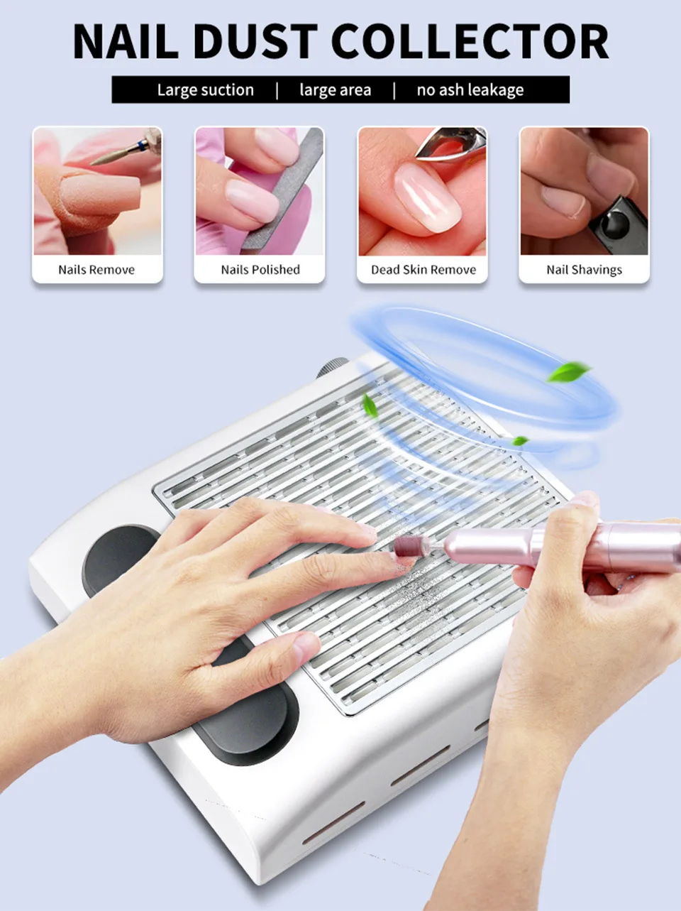 Powerful Nail Dust Collector Strong Suction Nail Vacuum Cleaner for Nails Acryli