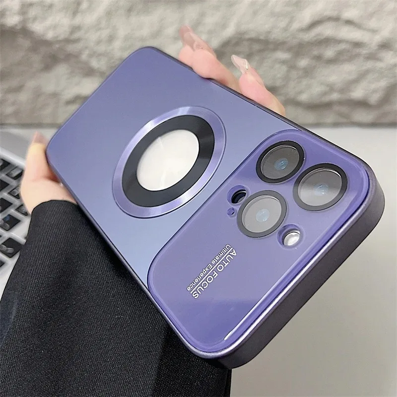 Luxury Titanium Metallic Matte Case with Glass Lens Camera Protection