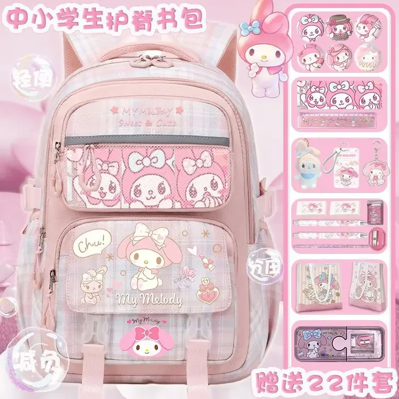 sanrio-new-melody-cartoon-children's-schoolbag-student-large-capacity-spine-protection-burden-reduction-backpack