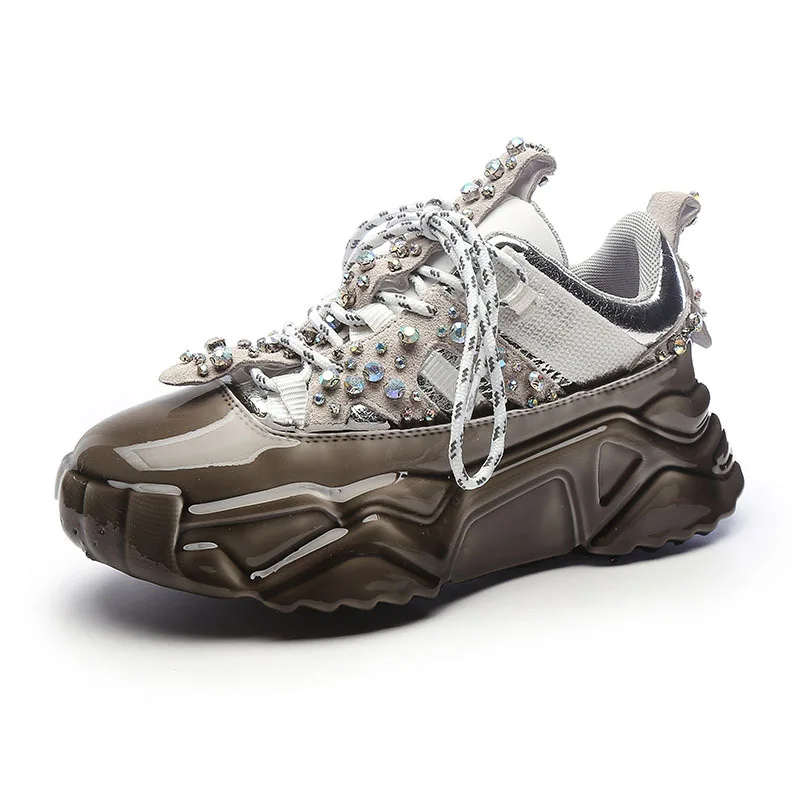 

Fashion Rhinestone Chunky Dad Shoes Female Designer Platform Women's Sneakers Spring Autumn Sports Casual Ladies Running Shoes