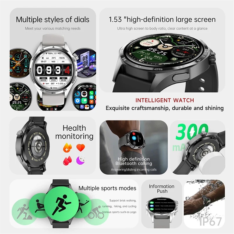 2025 New GPS Smart Watch Men Compass NFC AMOLED 360*360 HD Screen Heart Rate Bluetooth Call Waterproof SmartWatch Watch 5 Pro