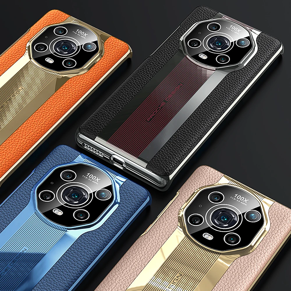 Genuine Plating Leather Case for Huawei Honor Magic 4 Pro Original Luxury 100% Natural leather Protection Hard Cover Capa