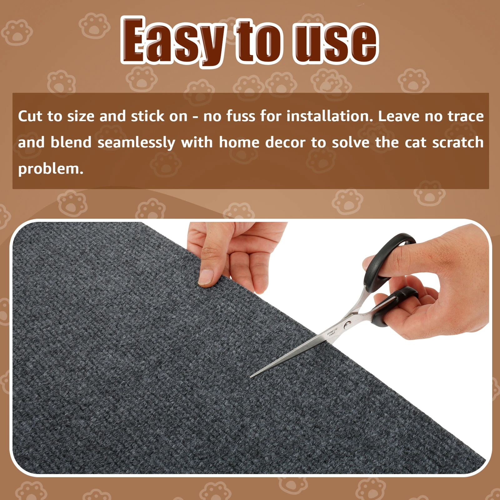 Anti Cat Scratch Furniture Protector Felt Cat Carpet Protector DIY Trimmable Self-Adhesive Cat Scratching Mat for Sofa Door Wall