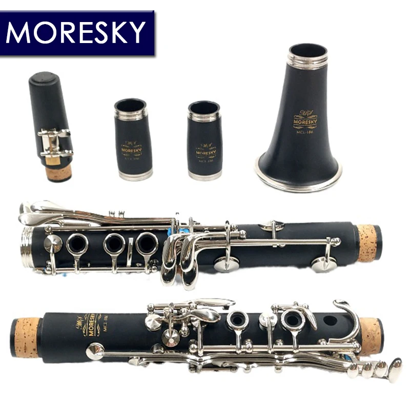 MORESKY Clarinet 17/18 Keys Bb Natural Hard Rubber/Bakelite ABS Pipe Body MCL-186