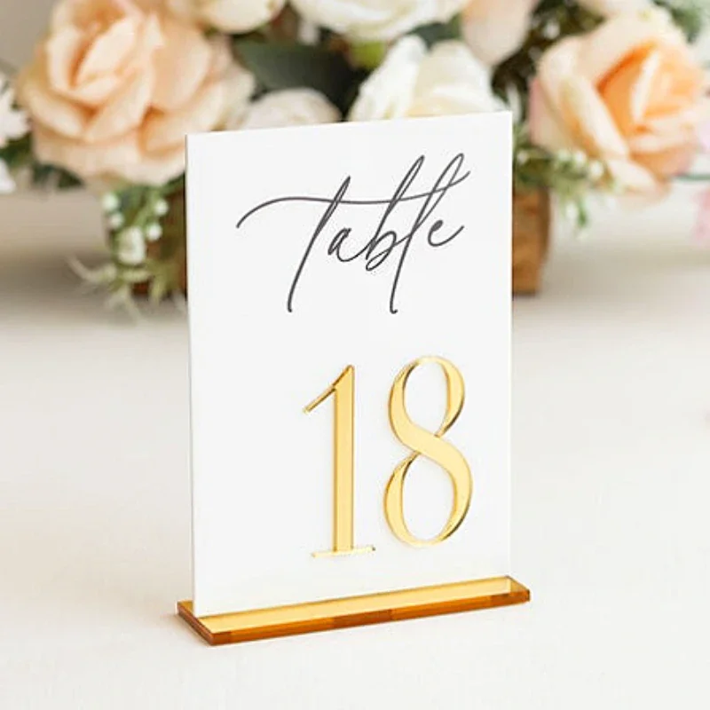 White Acrylic Table Numbers Wedding Table Decor Wedding Signage Gold Numbers Tabletop Decor wedding table numbers