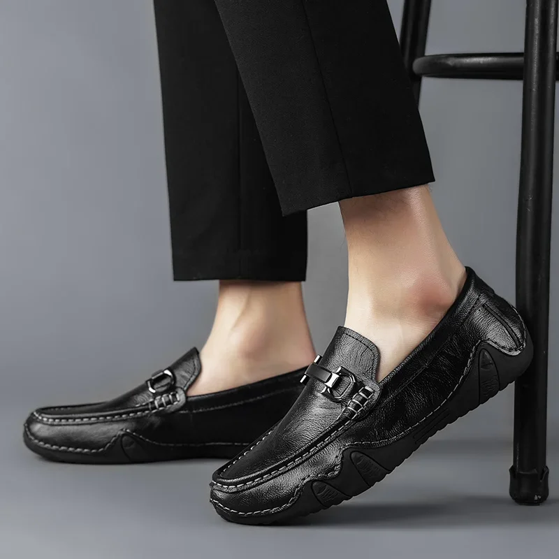 Casual Handmade Leather Shoes Summer Man Sneakers Fashion Loafers Business Casual Size 38-46