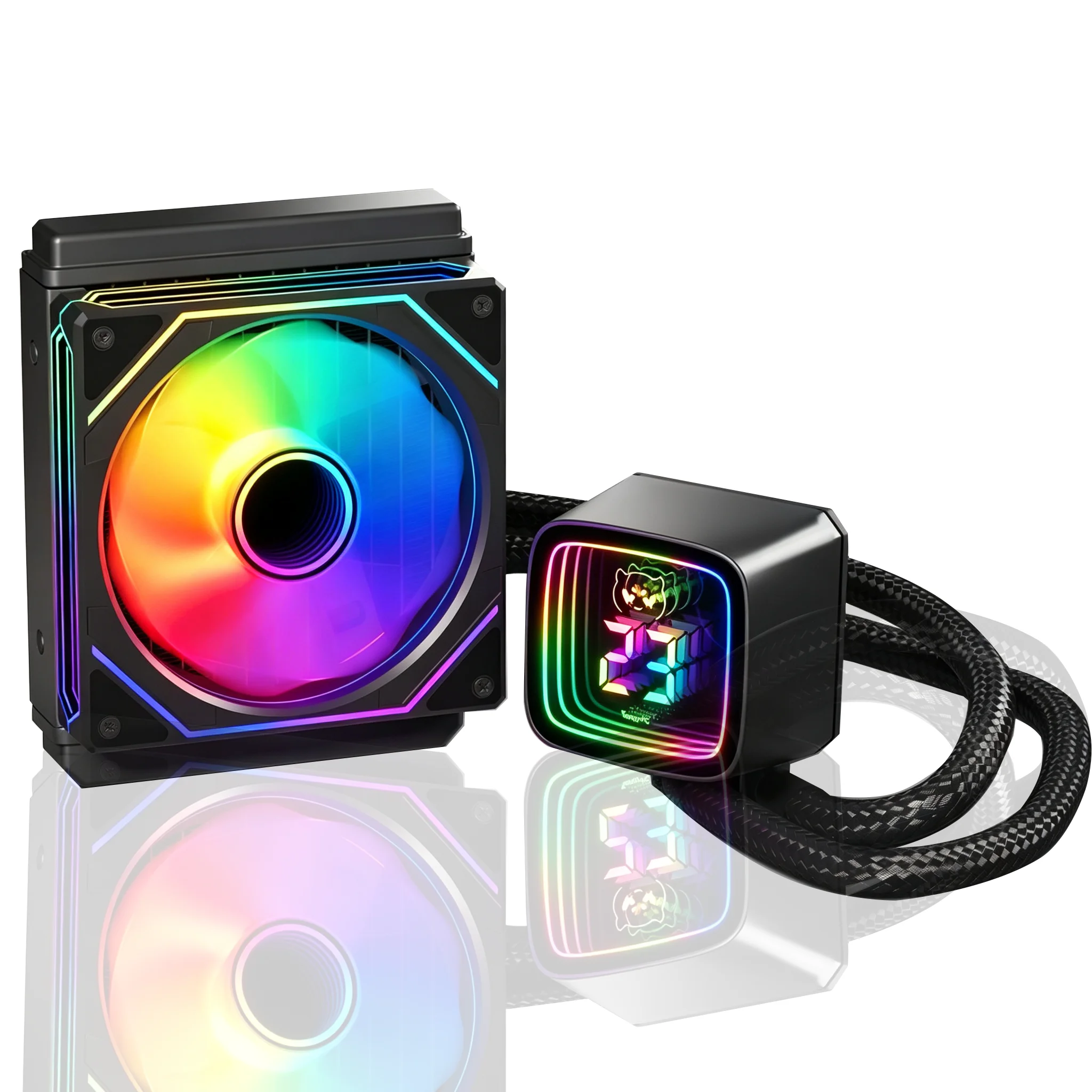 120MM AIO CPU 쿨러(디지털 디스플레이 포함), 120mm 수냉식, ARGB PWM 팬, LGA 1700/1200/115X/1366/775, AMD AM5/AM4 지원