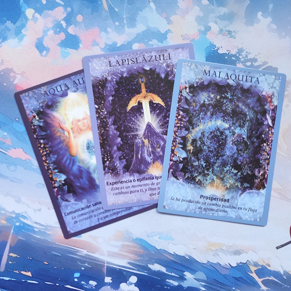 Angel Oracle Cards Or&aacute;culo en Espa&ntilde;ol Cristales y &Aacute;ngeles 44 cartas or&aacute;culo profec&iacute;a adivinaci&oacute;n con significado en &eacute;l palabras clave