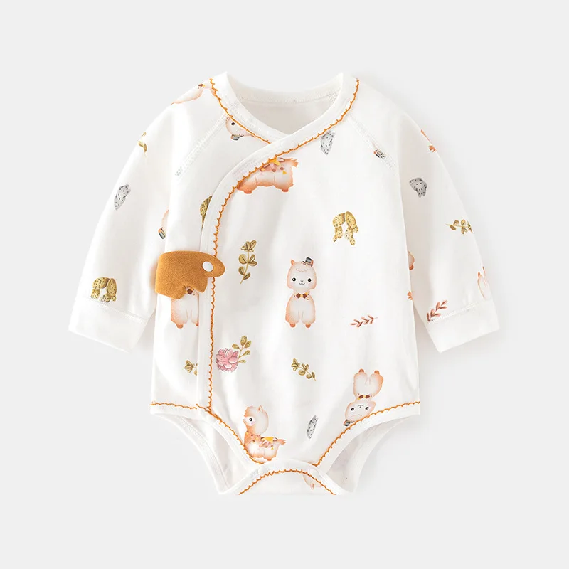 

Baby Triangle Jumpsuits Onesie Spring and Autumn Baby Romper Cotton Newborn Long-Sleeved Printed Boneless Romper