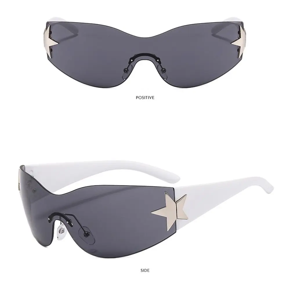 Rimless Sunglasses Oversized Trendy Y2K Wrap Around Sunglasses Punk One Piece Goggles Sports Sun Glasses Shades Driving_voghion.com