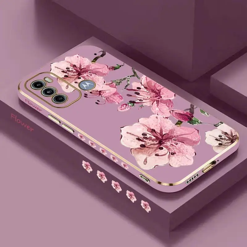 Ink Peach Blossoms Luxury Plating Phone Case Cover