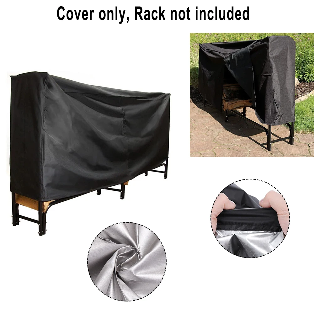 

8-Feet Firewood Cover Protective Cover Storage Holder Cover Waterproof 244*34*100CM Black Firewood Rack Durable