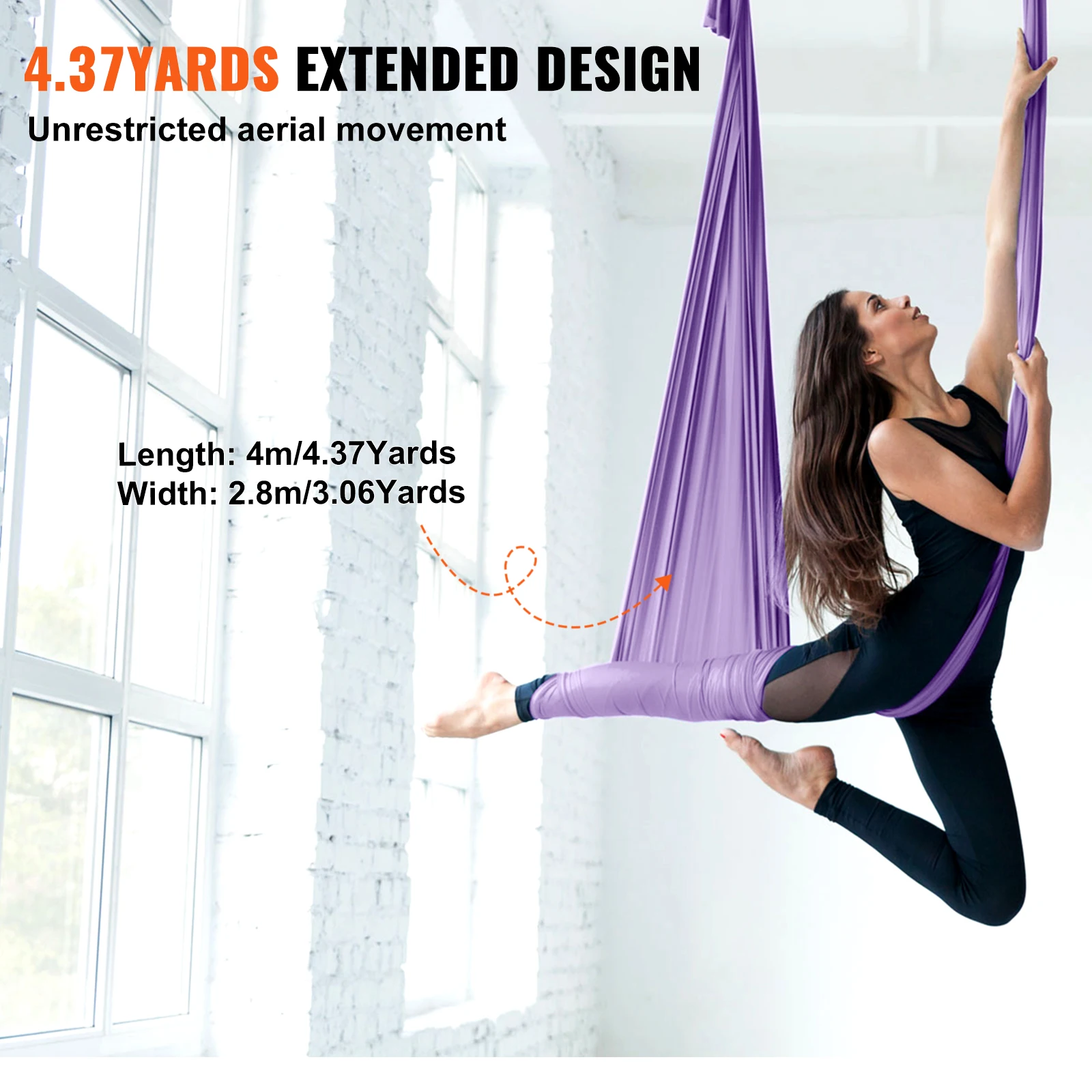 VEVOR Aerial Yoga Hammock & Swing 4.4 Yards Yoga Starter Kit Nylon Fabric Antigravity Flying for All Levels Fitness Bodybuilding 4