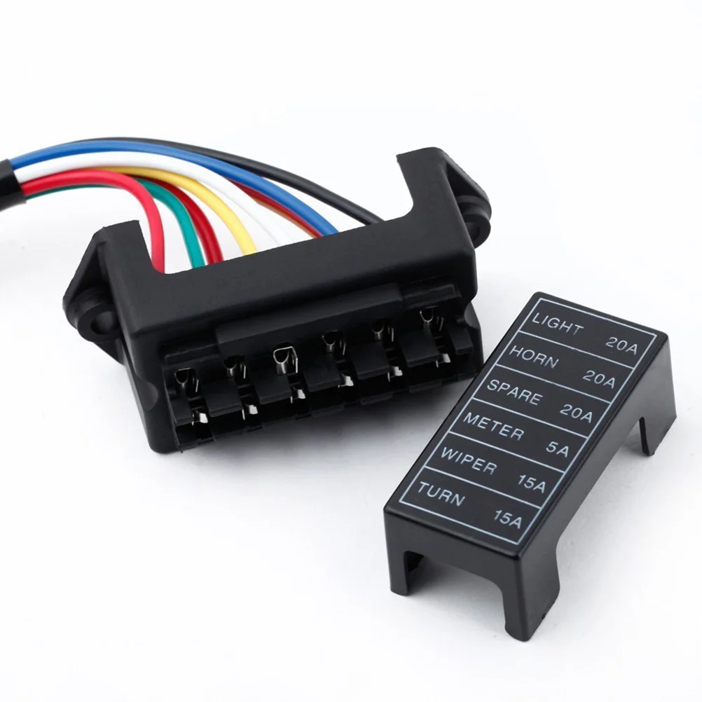 

6-Way 2-Input Fuse Holder Standard Circuit Fuse Board with 15cm Wire For Car Boat Marine Truck (Fuse Not Included)