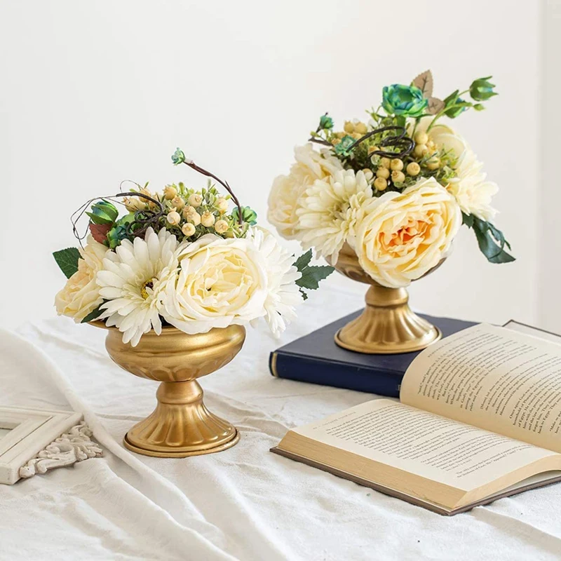 HOT SALE Metal Elegant Wedding Centerpieces Vase For Wedding Party Decoration,Trumpet Vase For Anniversary Ceremony(Golden,4 PCS 6