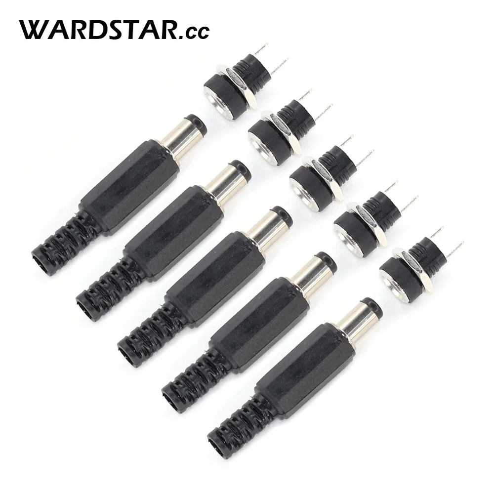 DC Connectors 10Pcs DC022B DC Power Female Jack Panel Mount 12V 5.5*2.1mm