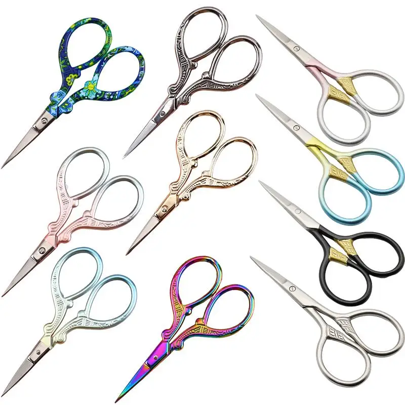 Tailor Scissors Print Flower Durable High Steel Vintage Craft Household For Fabric Embroidery Sewing Shears