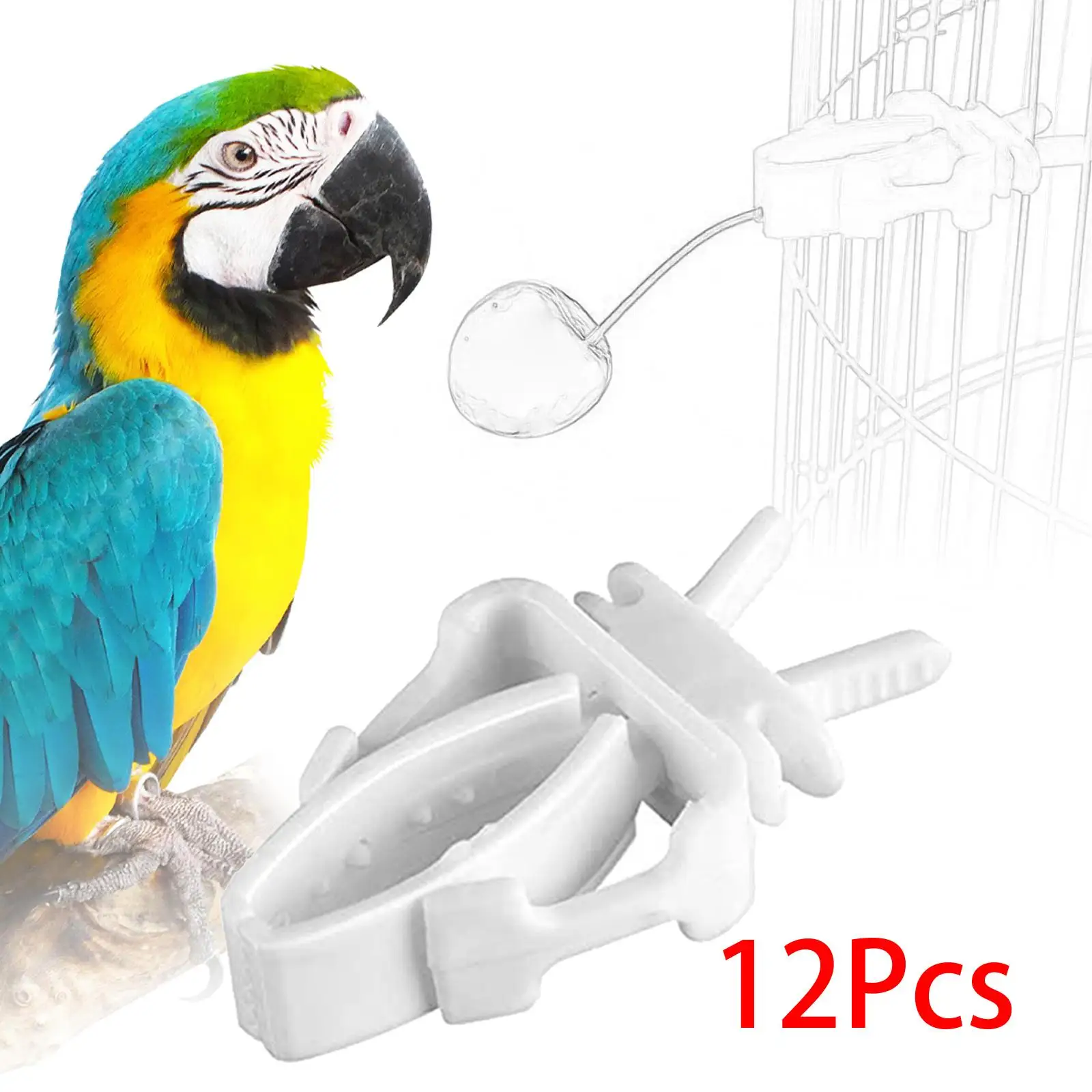 12Pcs Bird Feeding Clip Feeder Device Foraging Toy Bird Cage Food Holder Parrot Cockatoo Parakeet Budgie Macaw