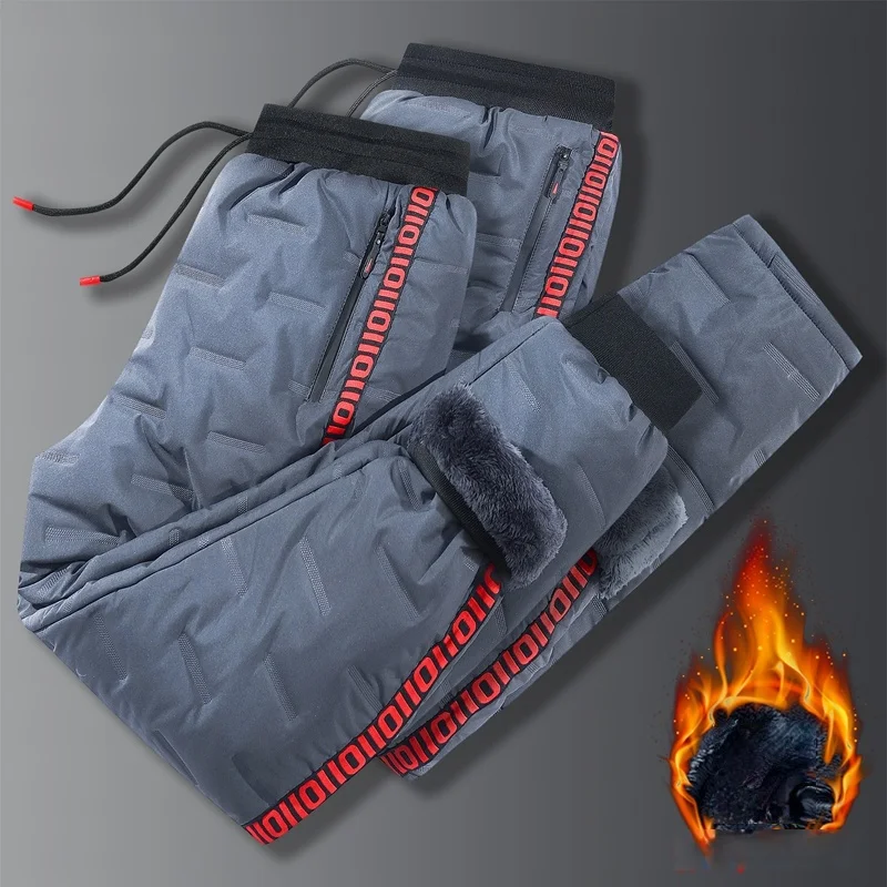 Men's Winter Down Pants Joggers Sportswear Thermal Trousers mens sports pants