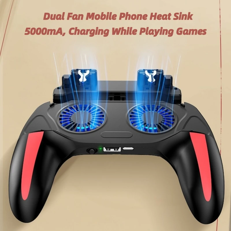Phone Cooler Game Fan Mobile Radiator Cell Phone Fan H10 Gaming Accessories Handheld Grip Game Controller Joystick Gamepad for Pubg Trigger Dual Cooling Fan Game Cooler For Phone