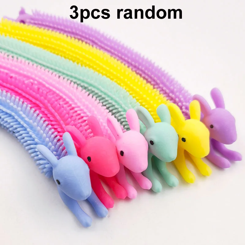 thumbnail image 1 of 1-6 piezas de divertidos juguetes antiestrés con forma de unicornio, con forma de gusano, cuerda elástica de TPR, para aliviar el estrés y el autismo, 1 of 5