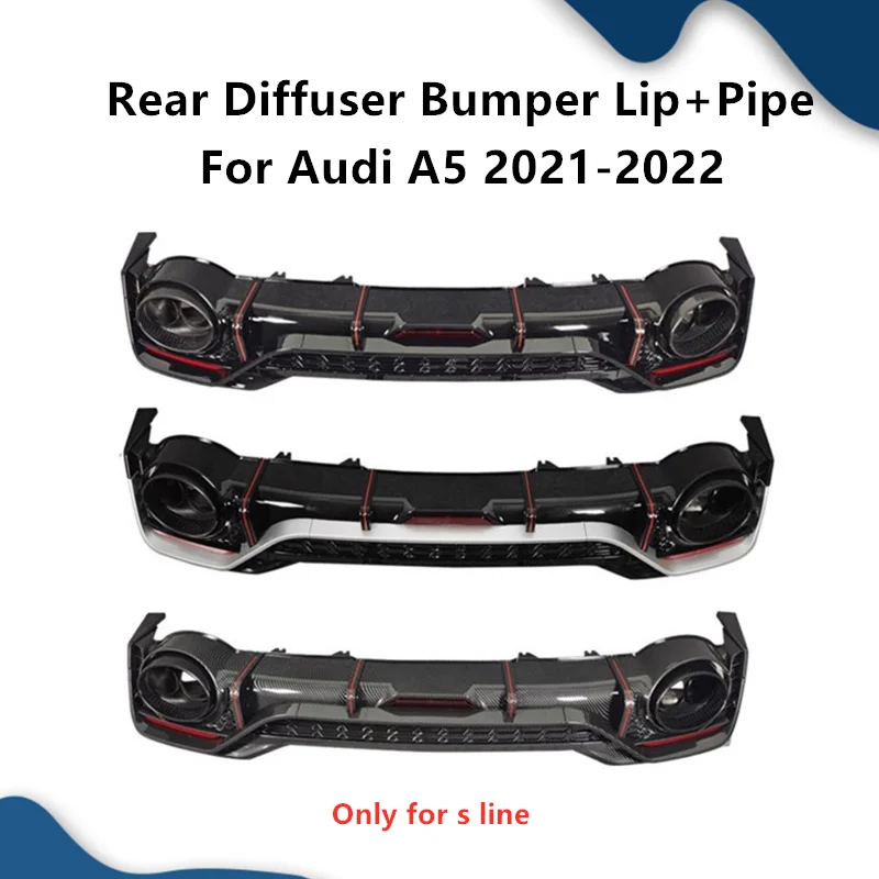 

Автомобильный диффузор на бампер, наконечник выхлопной трубы для Audi A5 S Line 2021-2022, улучшенный стиль RS5, диффузный задний спойлер