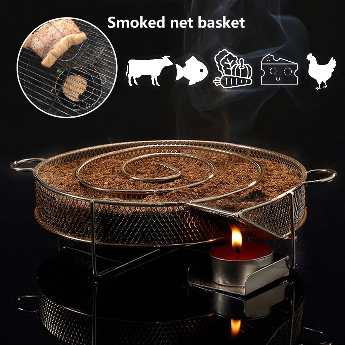 Cold Smoke Generator Stainless Steel Smoke Generator for Kettle Barbecue Smoker and Smoker Oven for Smoking Cheese Pork Salmon smoker accessories smoker accessory