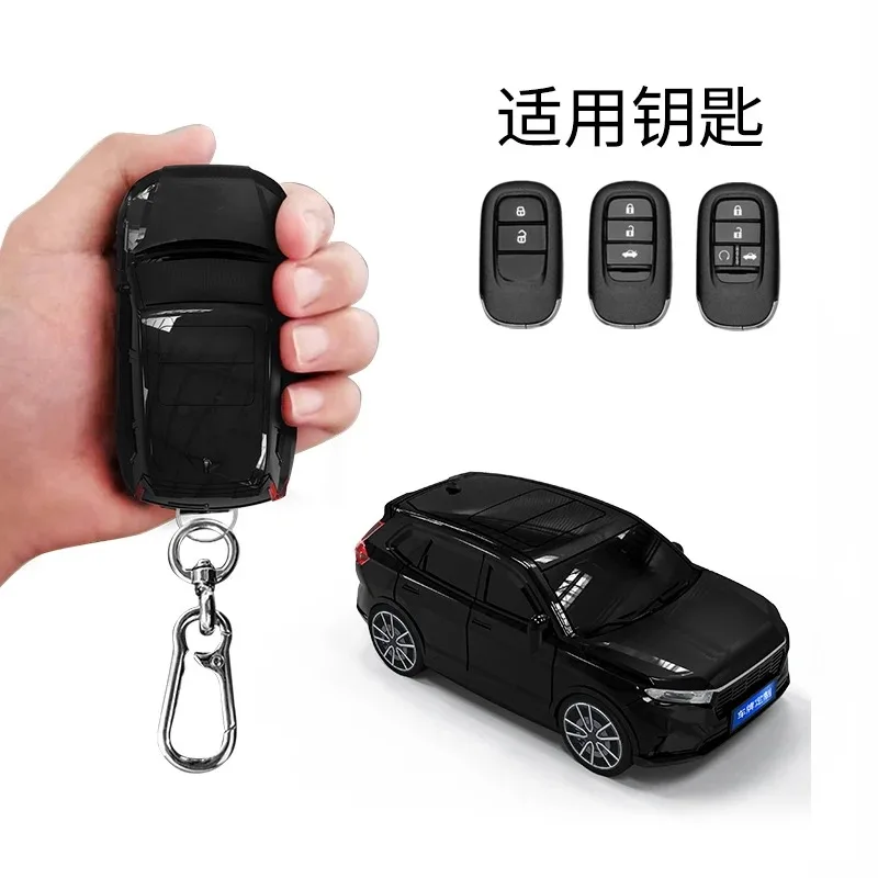 Custodia In Pelle Per Chiave Honda - Portachiavi Vezel Civic Jazz Accord CR-V HR-V Fit - 4 Tasti, Nero D