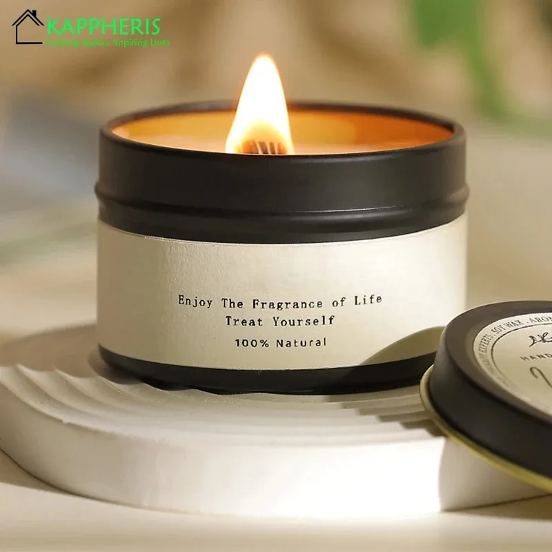 Outdoor Citronella Scented Candle in Black Tin with Natural Wood Wick Outdoor Citronella Candle in Black Tin with Natural Wood Wick | Bug Repellent Candle 4