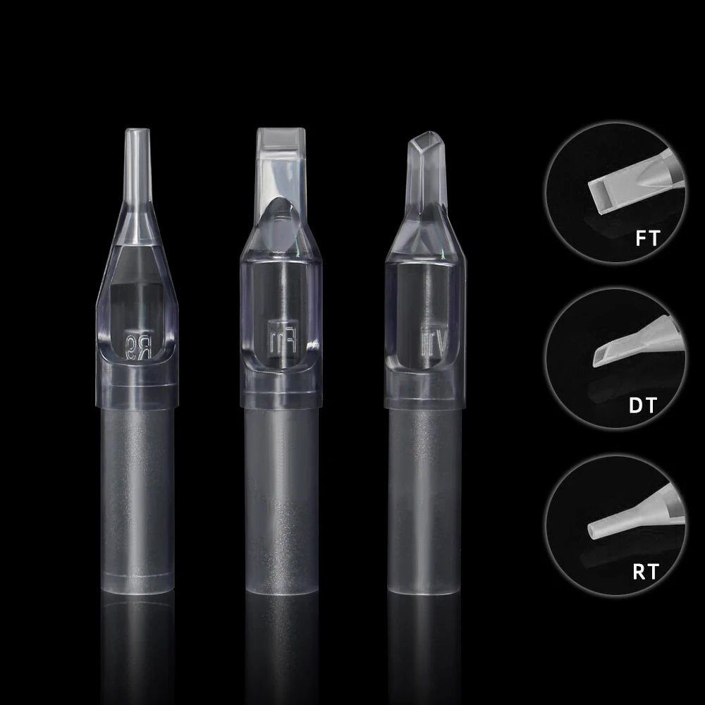 Disposable Tattoo Tips RT DT FT Size Plastic Grey Tattoo Tips Nozzle Tube Machine Needles Supply 100PCS