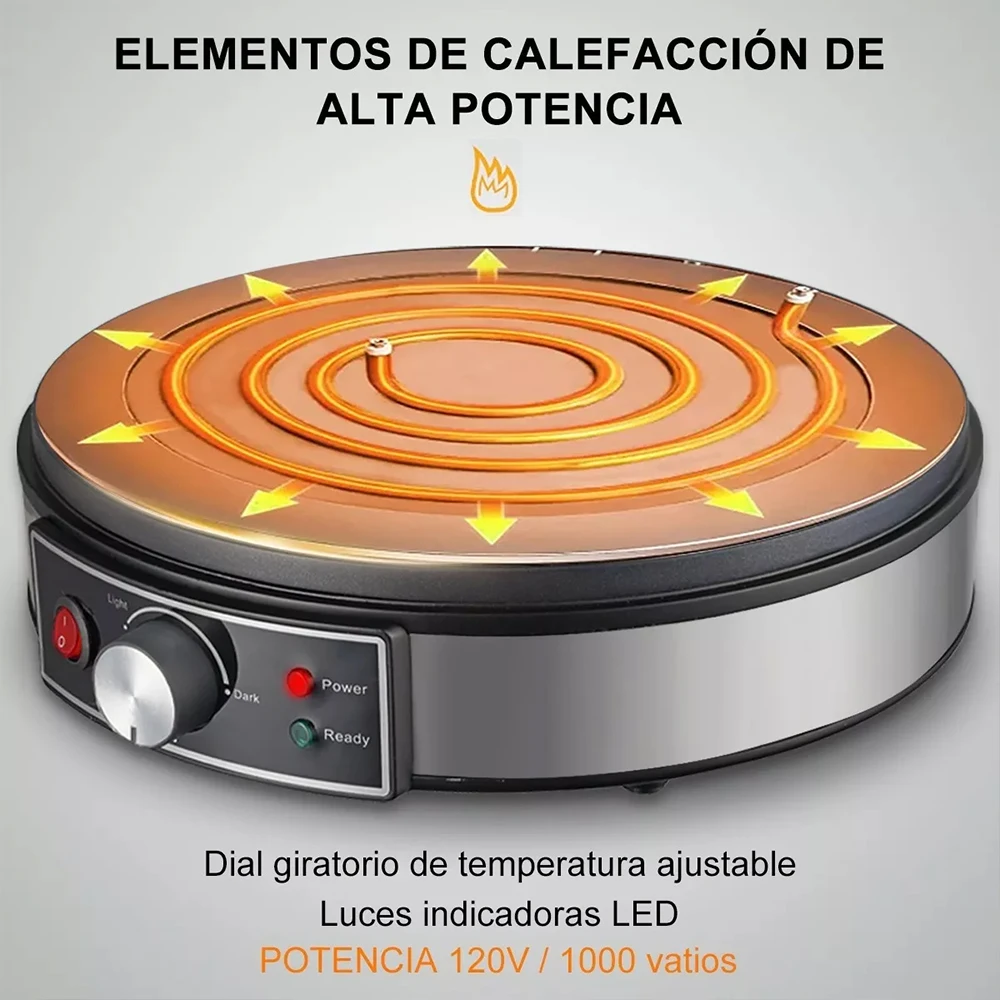 Electric Griddle Crepe Maker Cooktop - Nonstick Griddle Crepes Maker with LED Indicator Lights  Adjustable Temperature Control 3