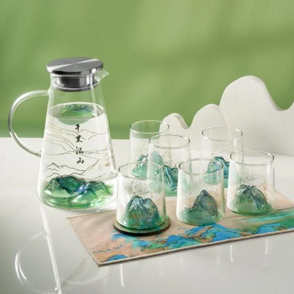 Green Hill Cold Kettle Glass Resistente Alle Alte Temperature Per Uso Domestico Tazza D'Acqua Di Grande Capacità Tè Resistente Al Calore Vista Mountai