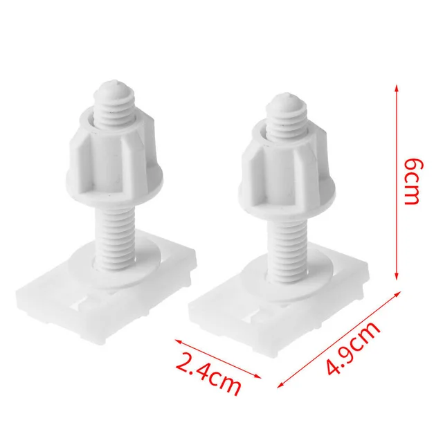 2-Piece White Plastic Toilet Seat Screw & Nut Kit – Hinge Bolts With Washers For Mounting Seat & Lid