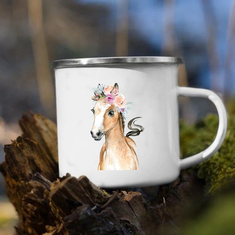 Cute Animal Horse Deer Print Mugs Creative Drink Coffee Milk Cups Kawaii  Kids Animal Theme Party